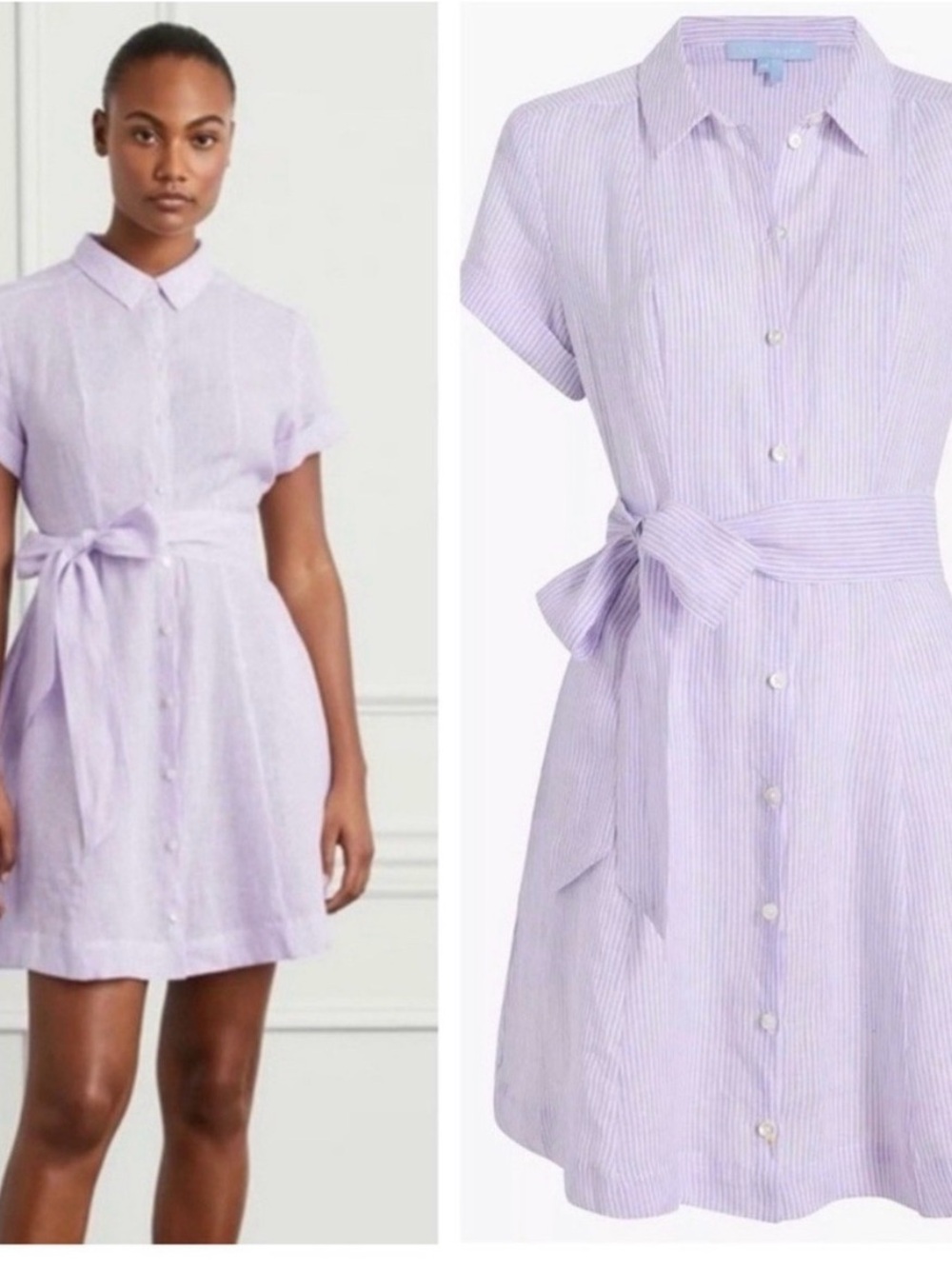 Hill House Lilac Stripe Shirt Dress with Tie Waist
